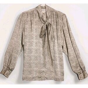 Vtg 1980s Luxury Albert Paul 100% Silk Button Up Blouse Made In Hong Kong Sz 8